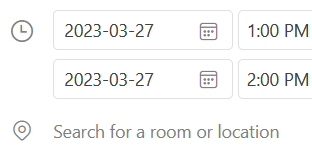 Search for a room or location link, marked with a map marker icon