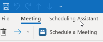 mouse cursor over the scheduling Assistant tab at the top