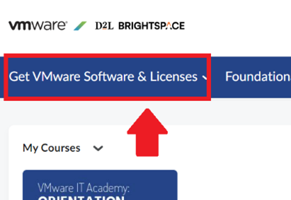 Get VMWare Software & Licenses menu tab, furthest to the left on the page