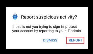 Screenshot Student MFA Report Suspicious Activity Report