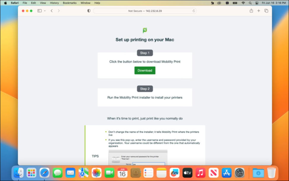 Screenshot of Set up printing on your Mac