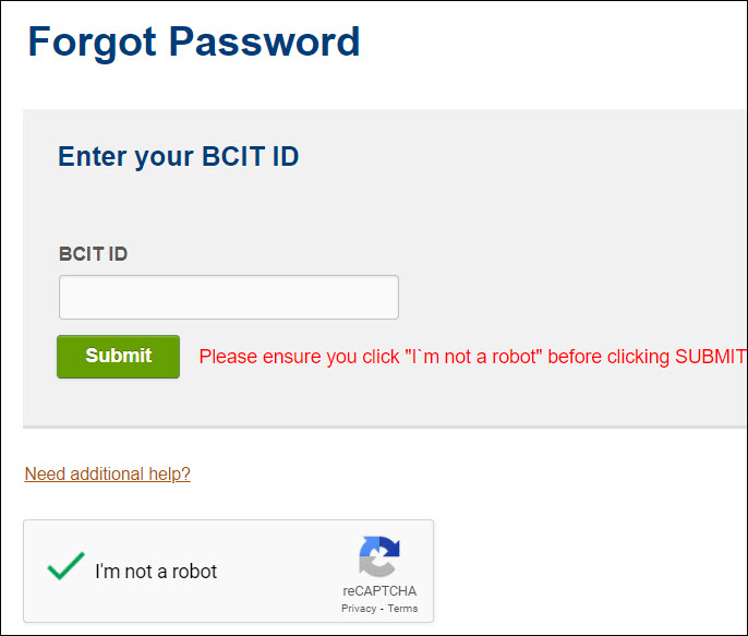 Screenshot Forgot Password Login