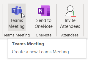 Teams meeting button in ribbon