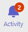 Activity icon showing 2 unread 