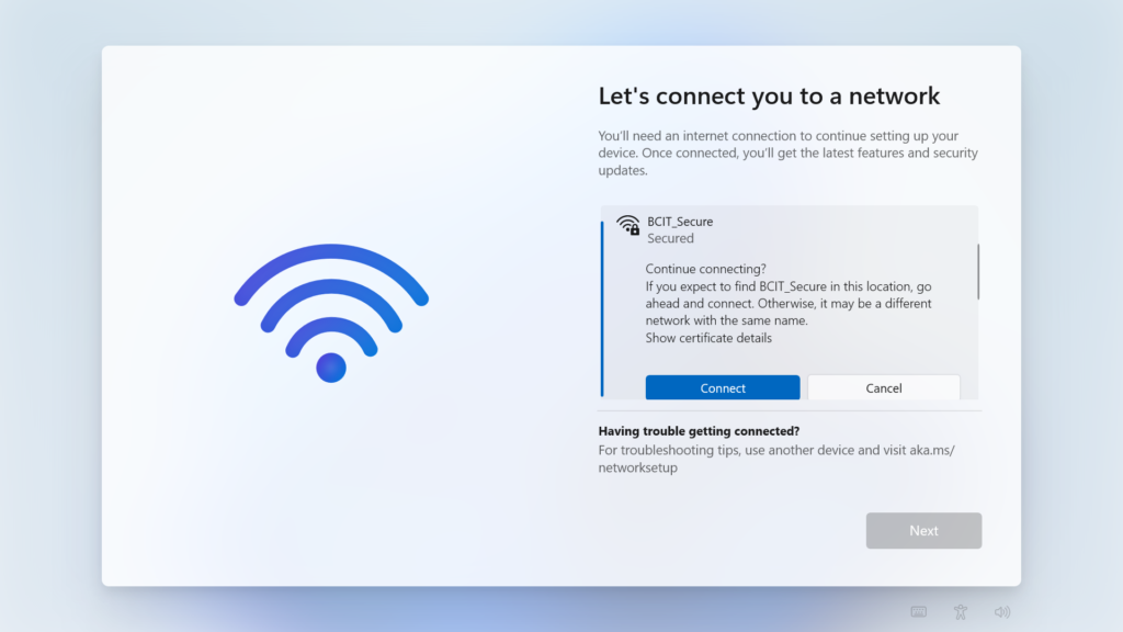 Initial Setup - connect to Wifi
