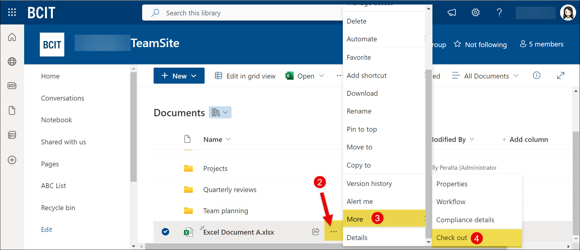 SharePoint Checking out file