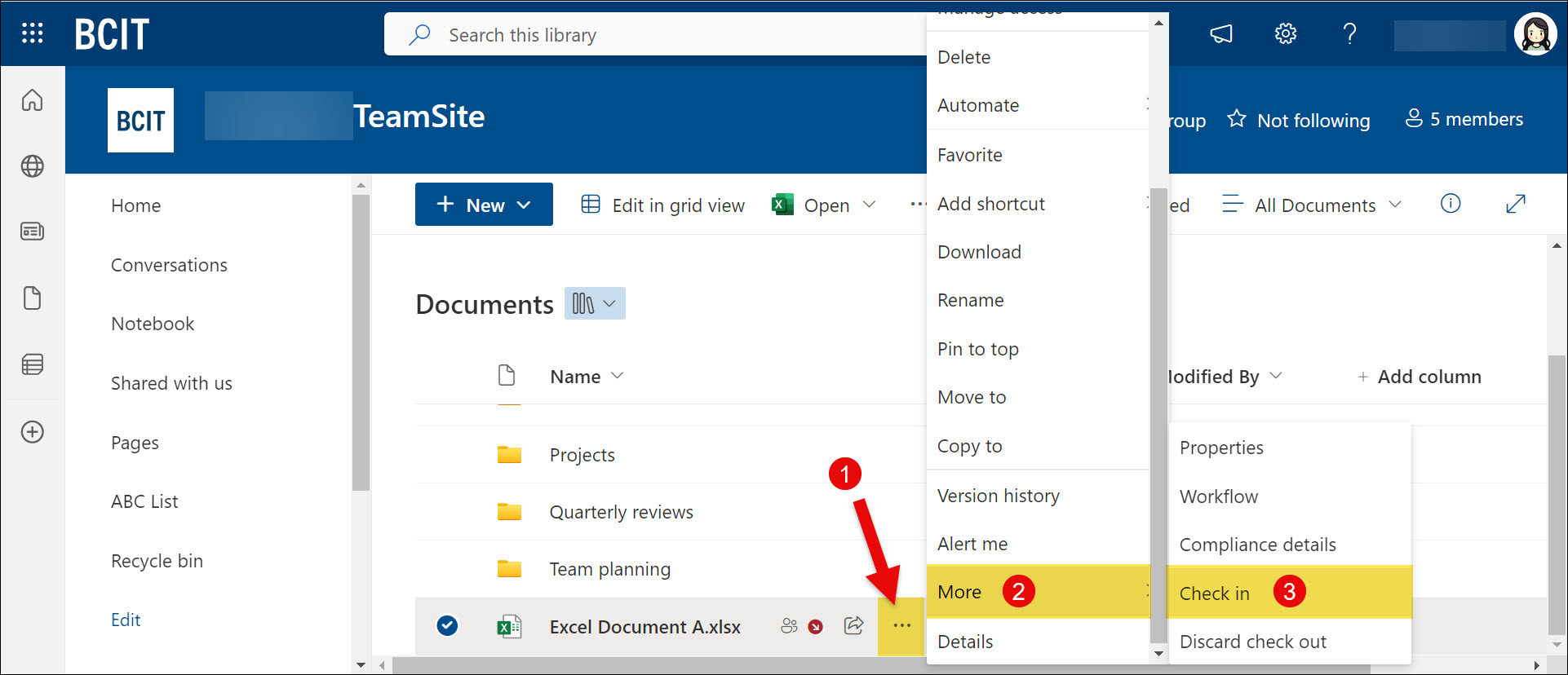 SharePoint Checking in document steps