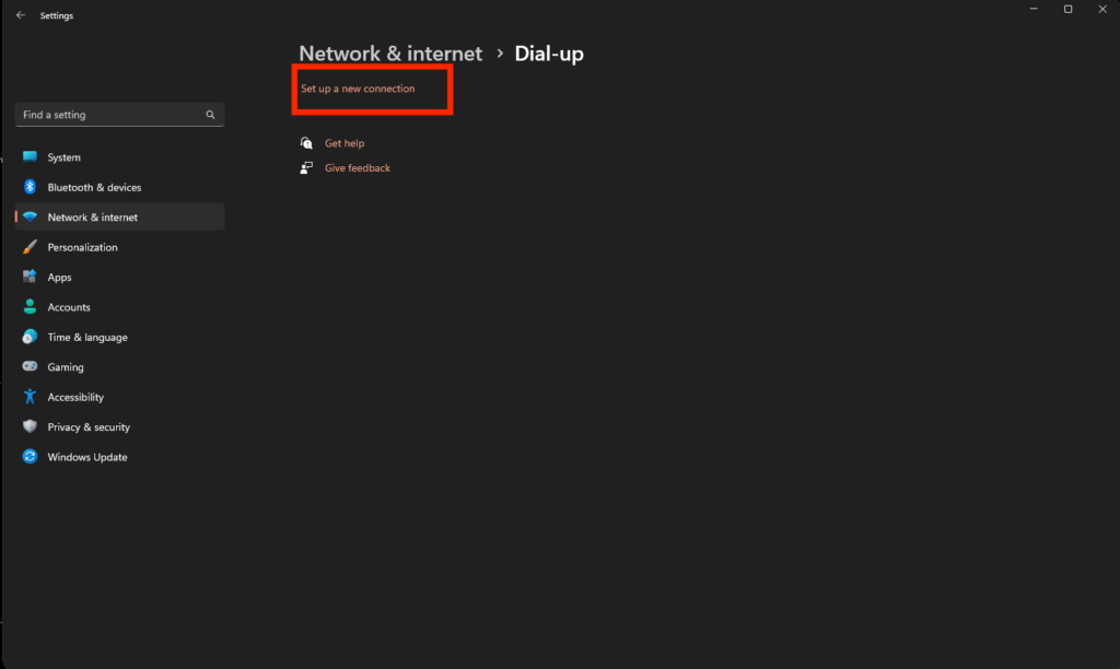 Windows 11 Setting up a new connection