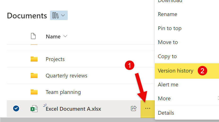 SharePoint Restoring a previous version of file Version History button