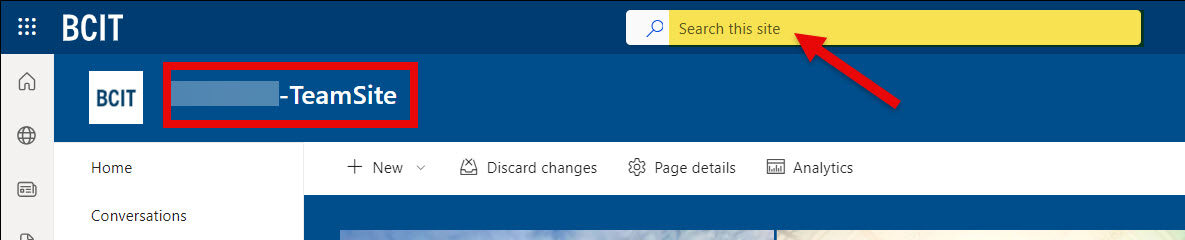 SharePoint Search Bar in Team Site