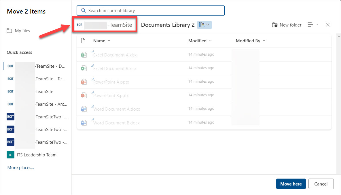 SharePoint Team Site moving files and clicking on main Team Site link to access other libraries