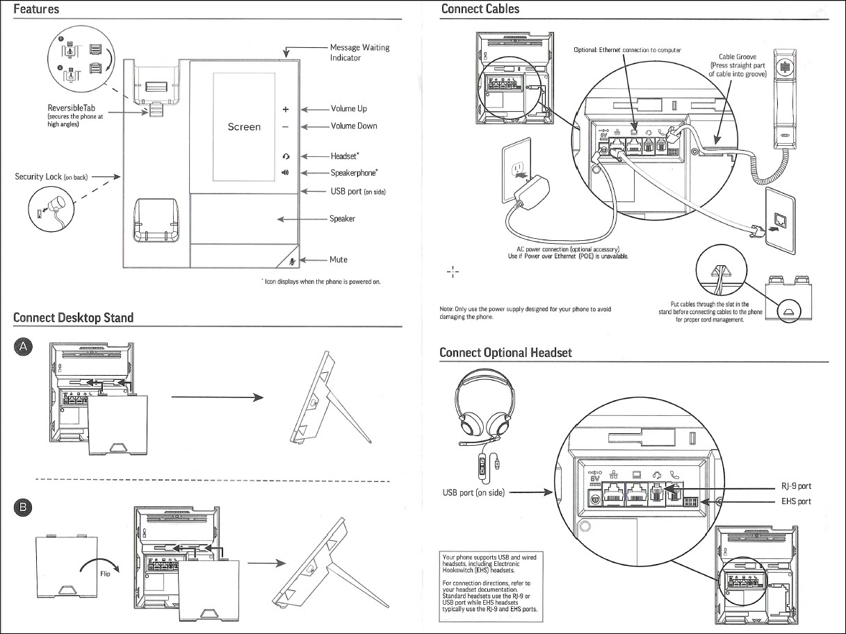 Picture of Poly CCX 400 Phone Instructions Pamphlet on how to assemble