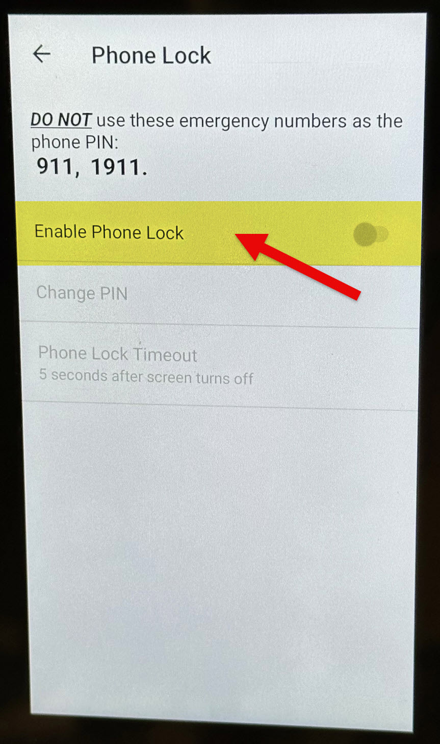 Picture of Enable Phone Lock screen on the Poly CCX 400 Phone