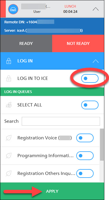 Screenshot iceBar Browser how to log out of queues first