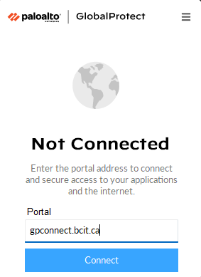 Screen shot of the Windows GlobalProtect Port URL entry screen