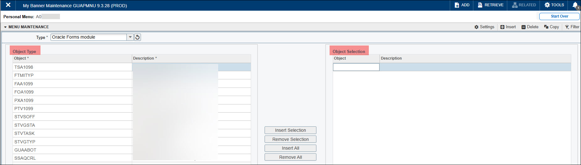 Screenshot of Banner GUAPMNU page