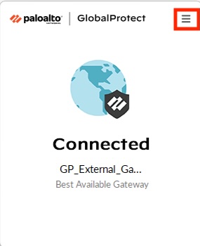 Windows Global Protect App Settings menu