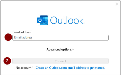 Screenshot Outlook typing in shared email account email address 