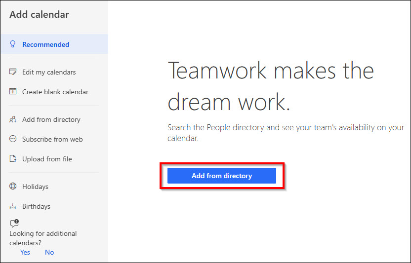 Screenshot Outlook clicking Add From Directory in shared mailbox