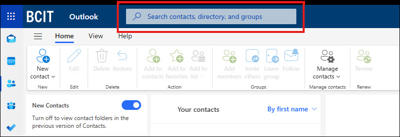 Screenshot Outlook OWA and finding mailbox in Search box