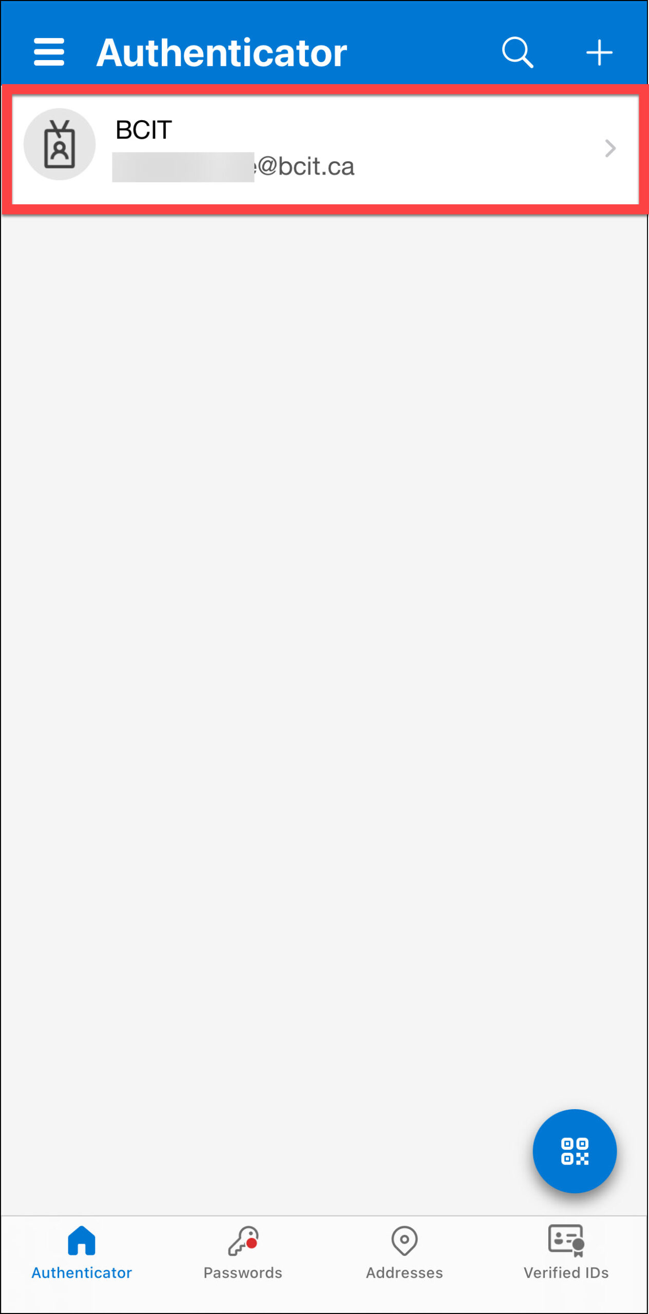 Image Microsoft Authenticator app after you added your account