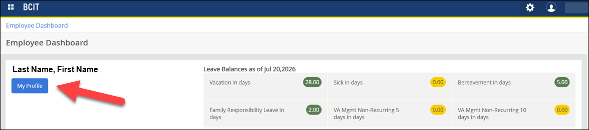 Screenshot of Banner Self Service Employee Dashboard