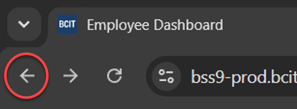 Screenshot of tghe back arrow in browser